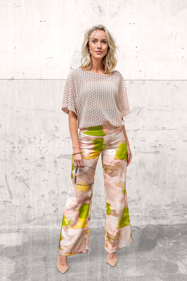 Viscose Lin Chaine et Trame tissu Abstrait Nude