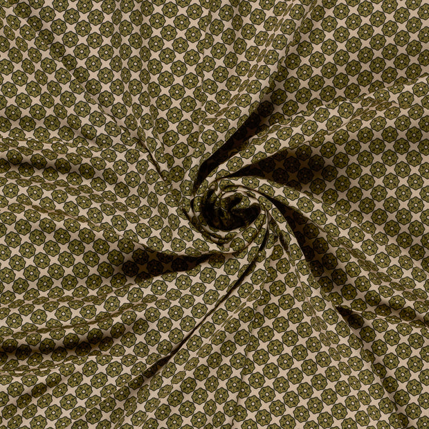 Viscose Satin fabric Khaki Green printed 