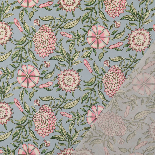 Cotton Poplin fabric Indigo digital printed 