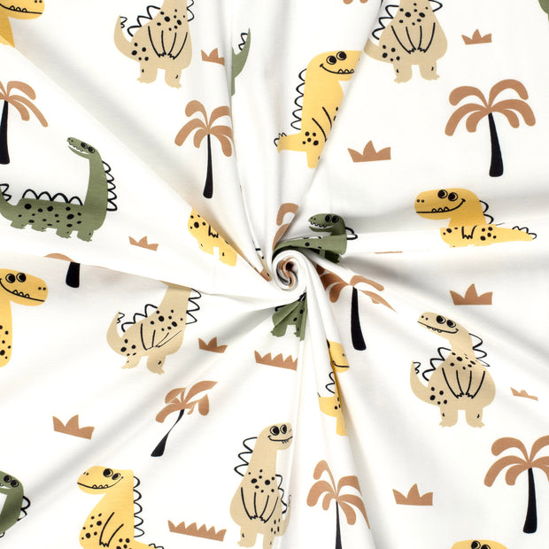 Jersey de Coton tissu Blanc cassé imprimé 