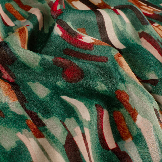 Satin Velvet tela Abstracto Verde oscuro