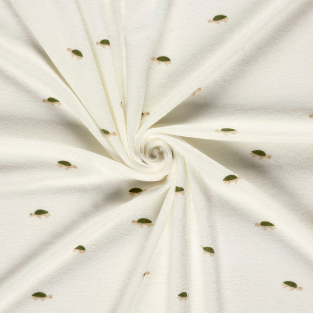 Stretch terry fabric Off White printed 