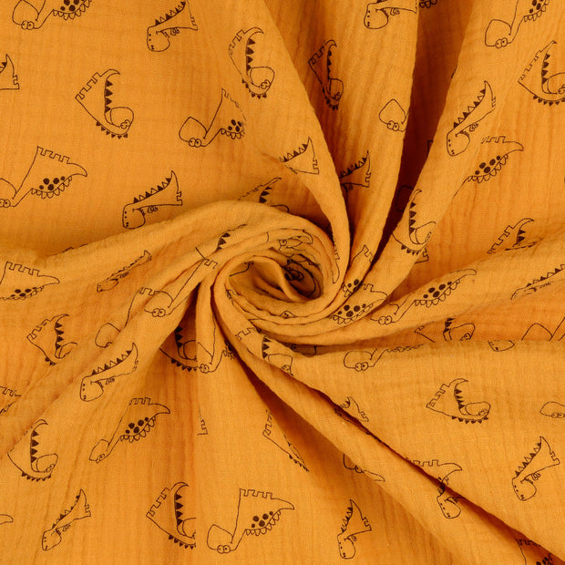 Muslin fabric Oker printed 