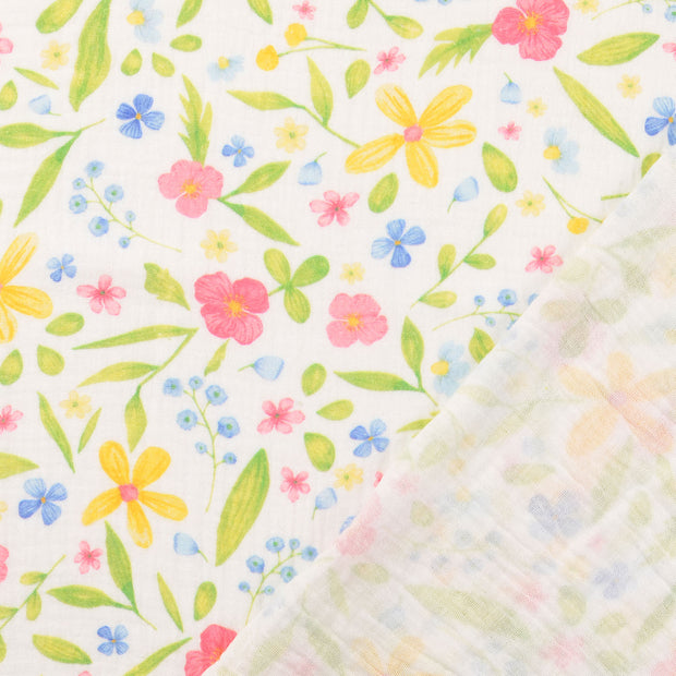 Double gaze tissu Multicolore imprimé numérique 