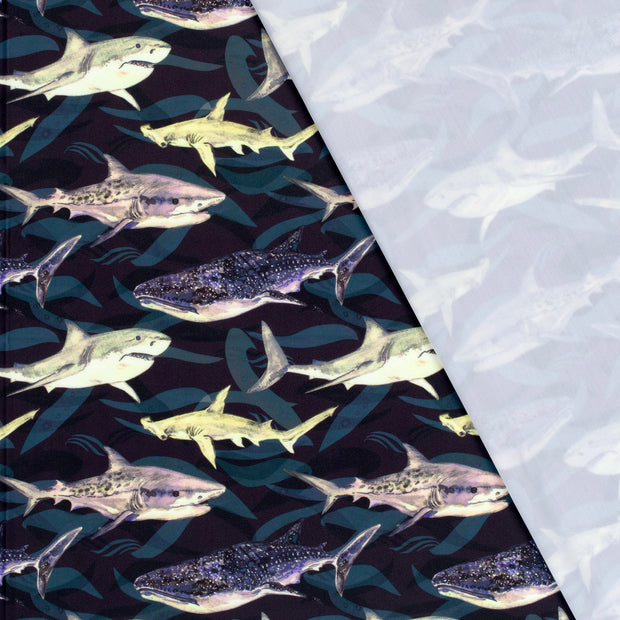 Swimwear Jersey UPF50 Recycled fabric Sharks digital printed 