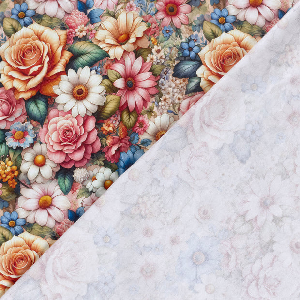 Panama fabric Flowers digital printed 