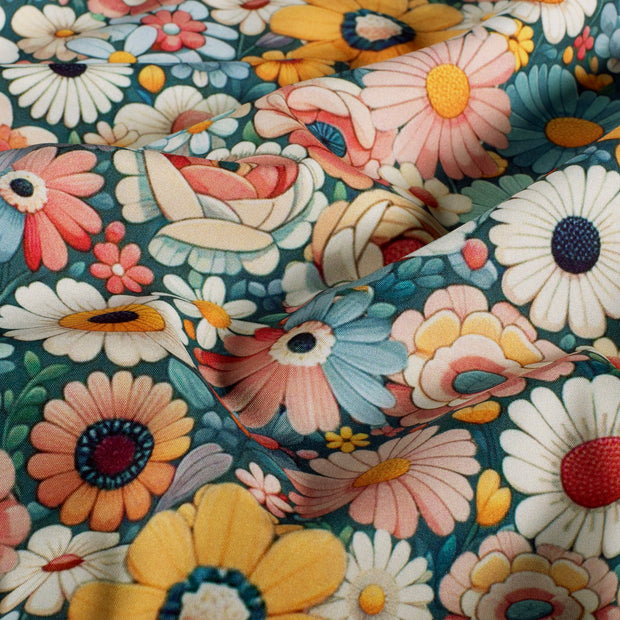 Softshell fabric Flowers Nude