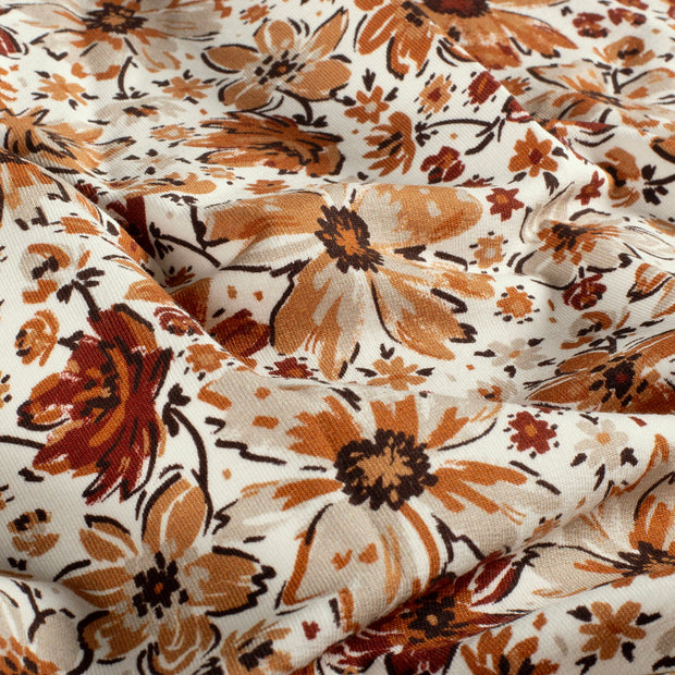 French Terry tissu fleurs Blanc cassé