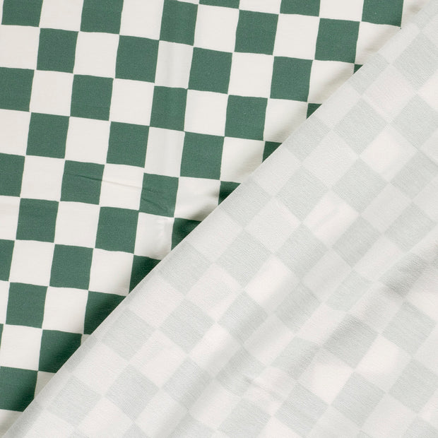 French Terry GOTS organic fabric Checks digital printed 