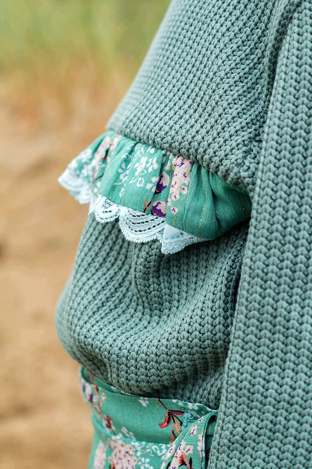 Heavy Knit fabric Cable Dark Mint