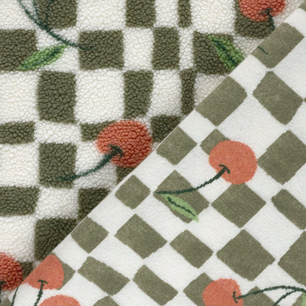 Sherpa Fleece fabric Cherries printed 