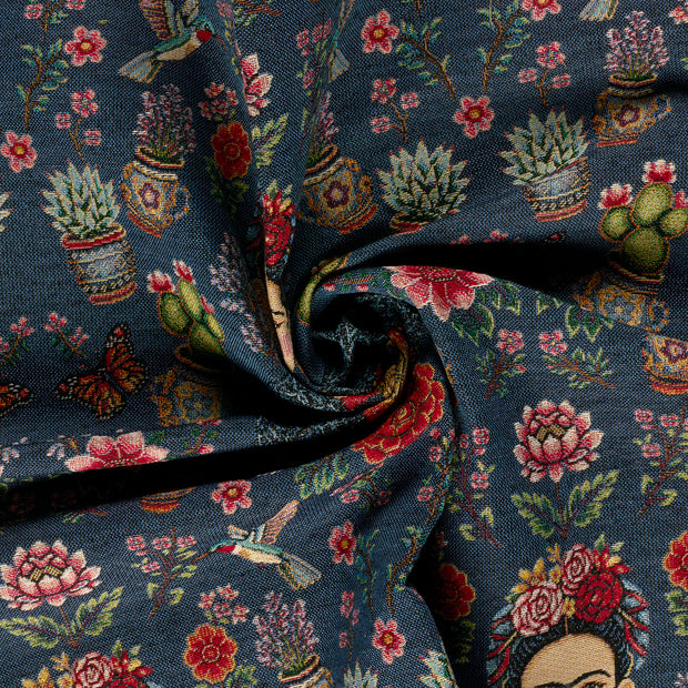 Gobelin fabric Steel Blue jacquard 