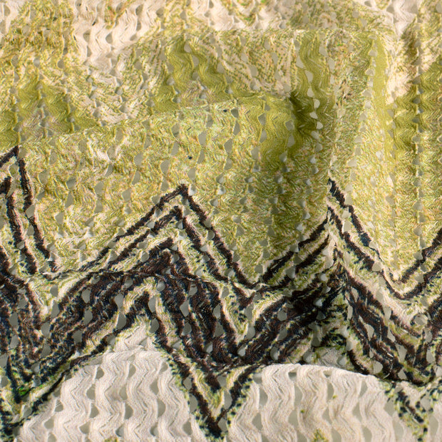 Plissé fabric Stripes Khaki Green