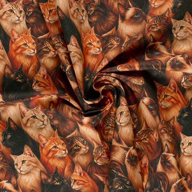 Panama fabric Brown digital printed 
