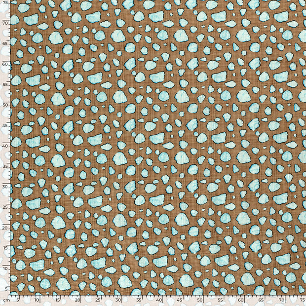 Woven Cotton Viscose fabric Dots Brown Taupe