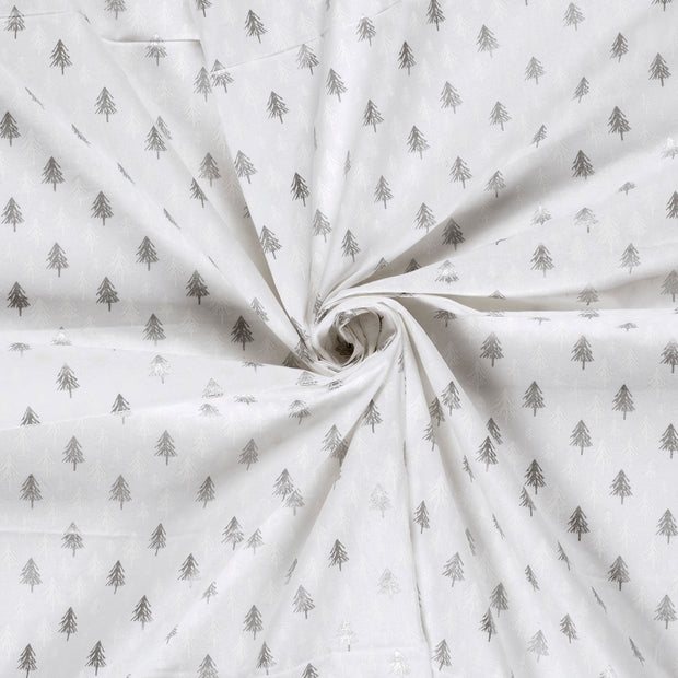 Algodón Popelina tela Blanco estampado con brillantina 