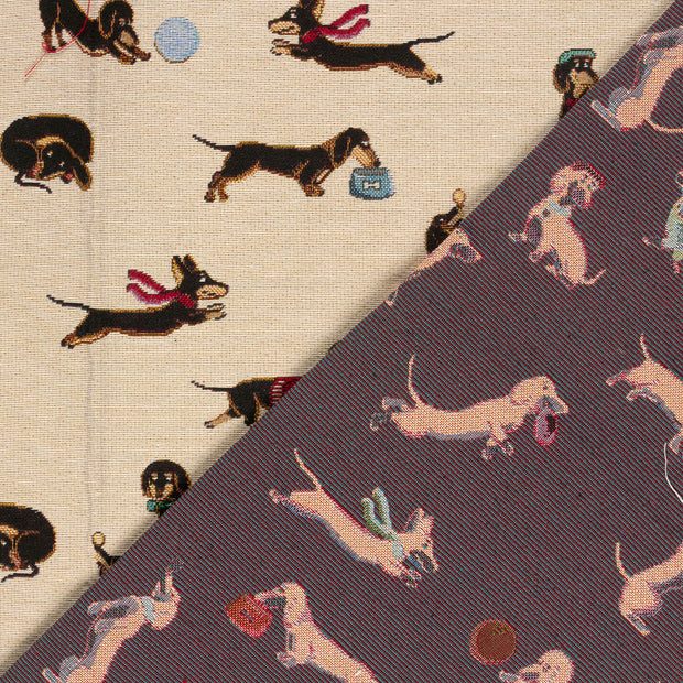 Gobelin stof Honden jacquard 