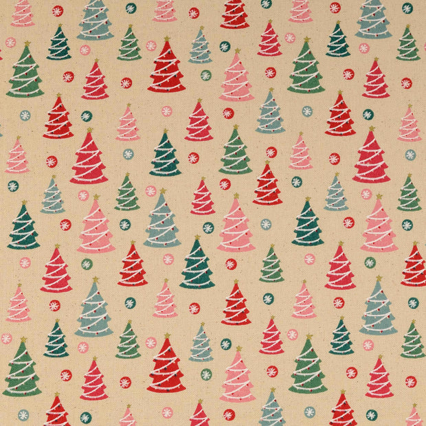 Canvas fabric Christmas Off White