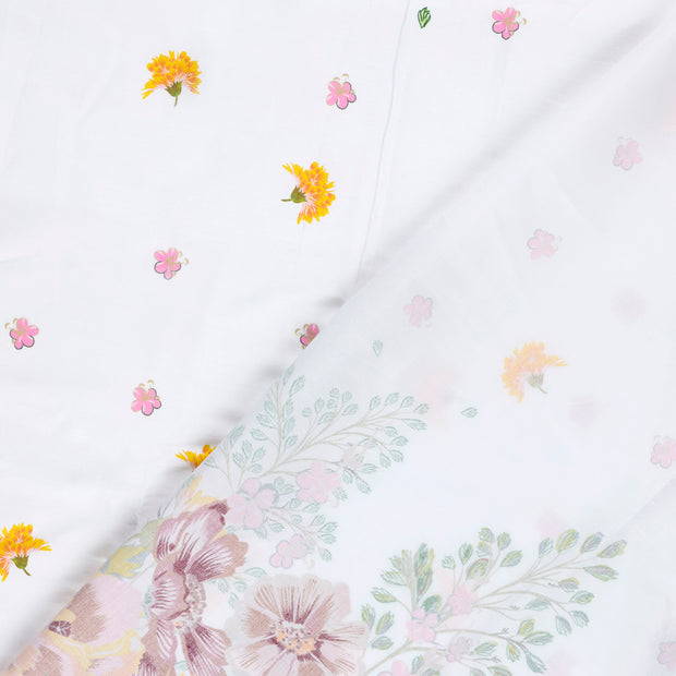 Cotton Satin fabric Flowers digital printed 