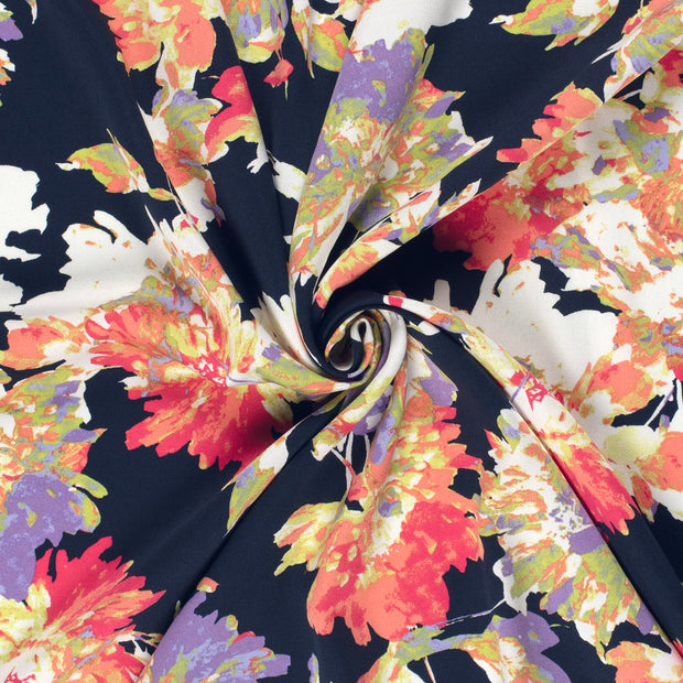 Viscose Satin fabric Navy printed 