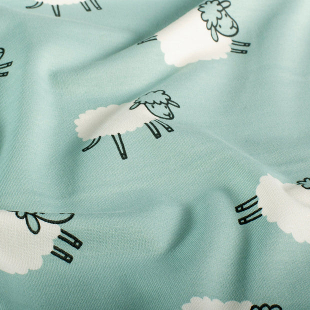 French Terry fabrik Schafe Babyblau