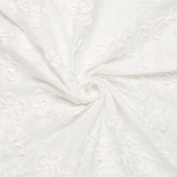  tissu Blanc brodé 