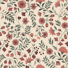 Velours Côtelé bébé 21w fleurs Beige