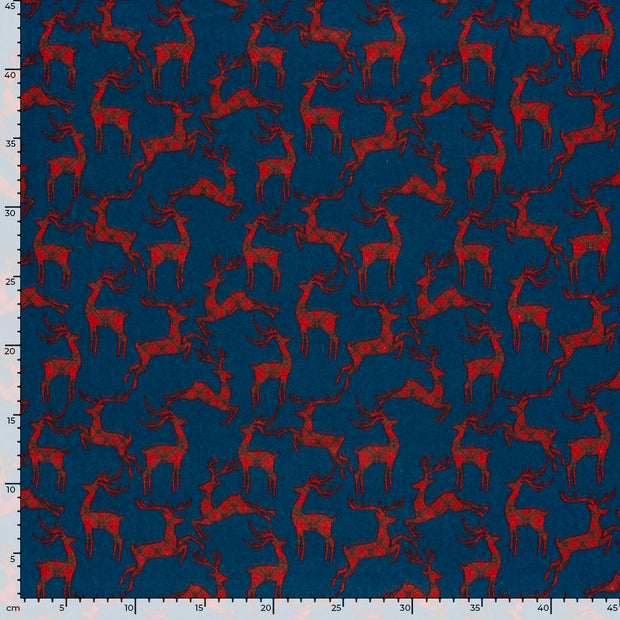 Flanel stof Herten Marine