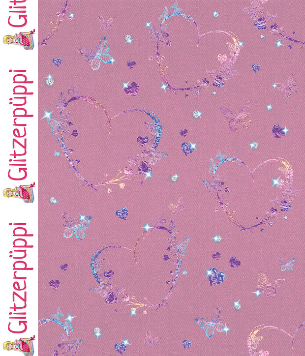 Felpa tela Corazones Rosa antiguo