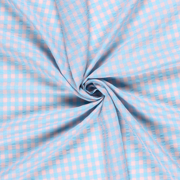 Popeline de Coton tissu Bleu bébé Seersucker 