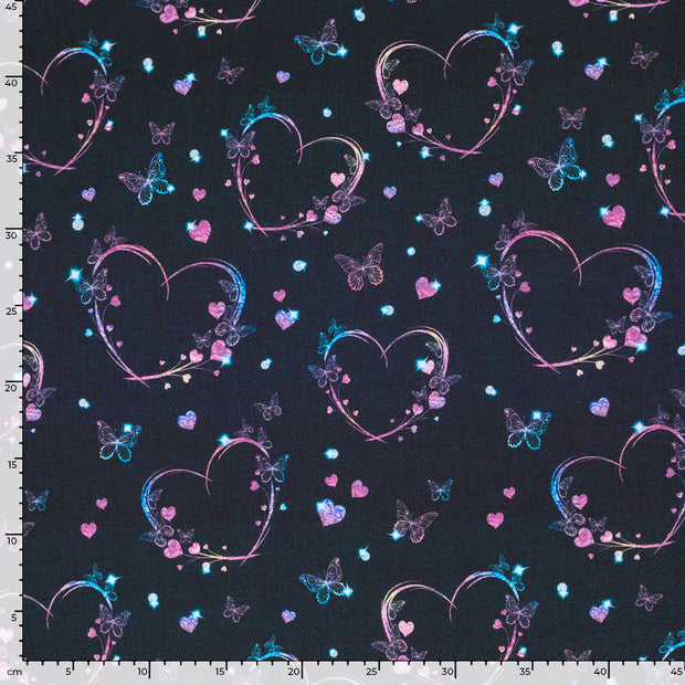 French Terry stof Harten Indigo