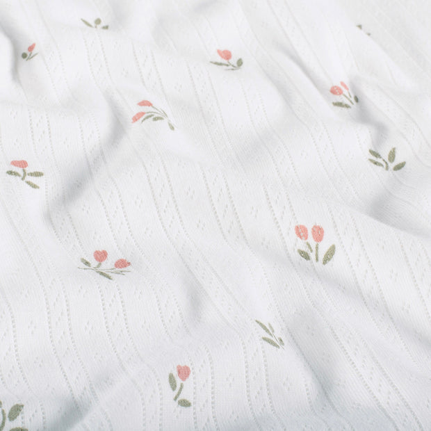 Pinpoint fabric Flowers Off White
