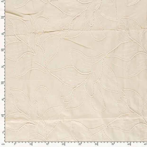 Voile fabric Flowers Beige