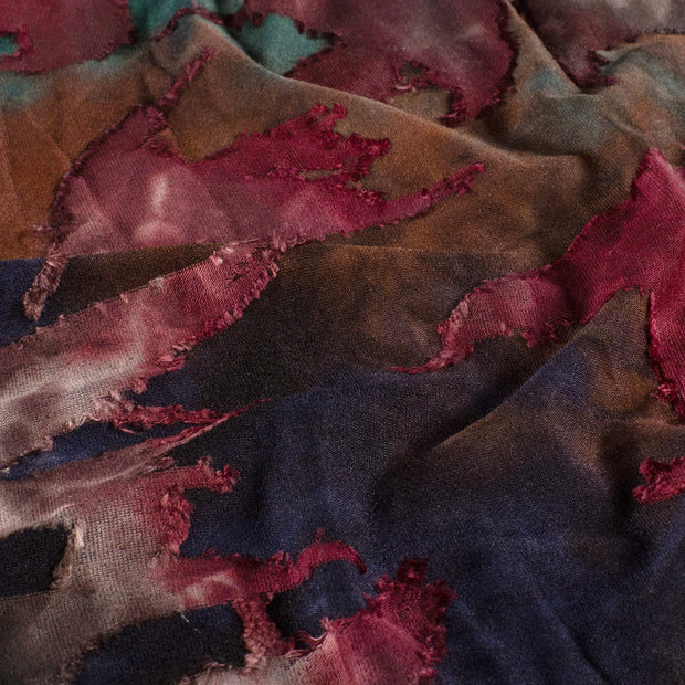 Burnout Jacquard fabrik Blumen Aubergine