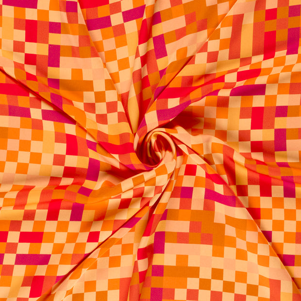 Viscose Satin fabric Salmon digital printed 
