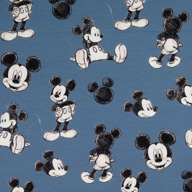 Jersey fabric Mickey Mouse Baby Blue