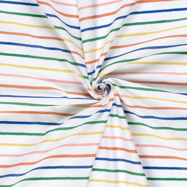 Cotton Poplin fabric White printed 