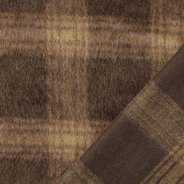 Mantel Wool Touch stof Bruin geborduurd 