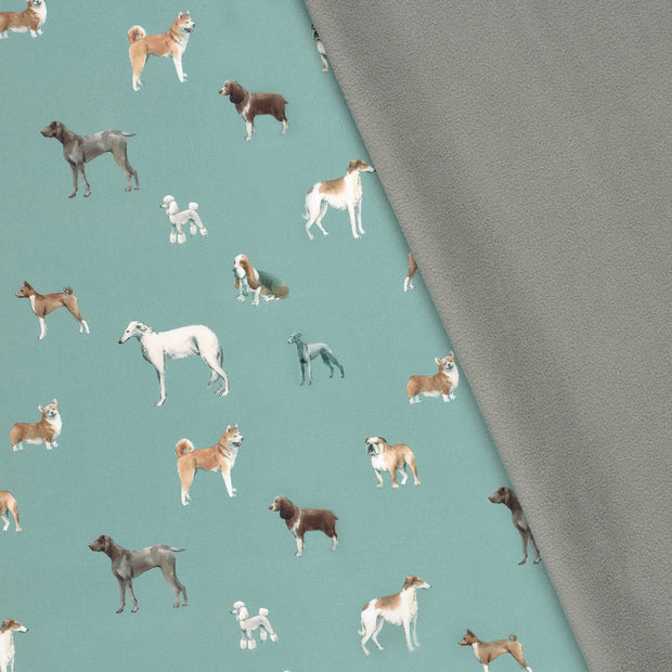 Softshell fabric Dogs Dark Mint