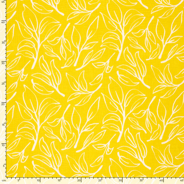 Muslin fabric Twigs Yellow