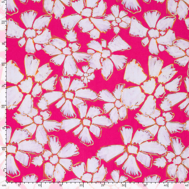 Viscose Poplin fabric Abstract Fuchsia