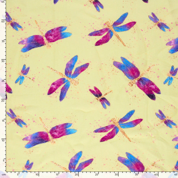 Jogging fabric Dragonflies Light Yellow