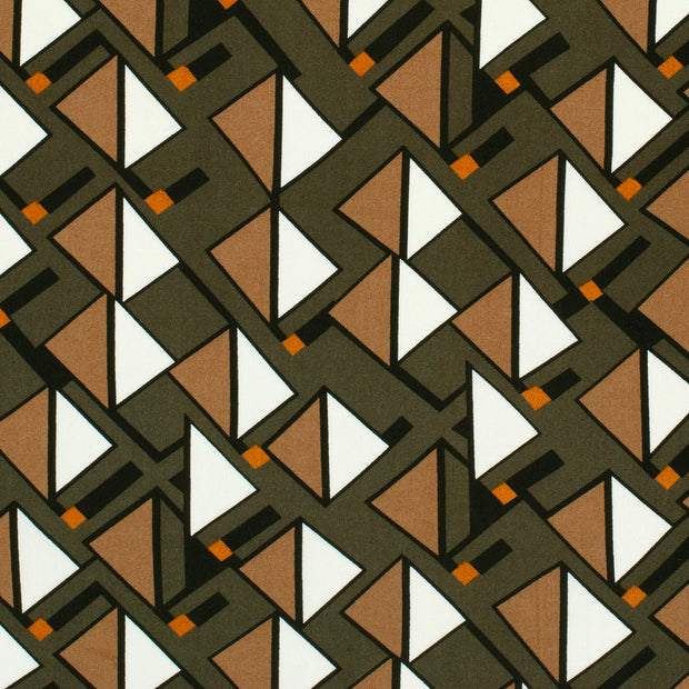 Viscose Poplin fabric Abstract Khaki Green