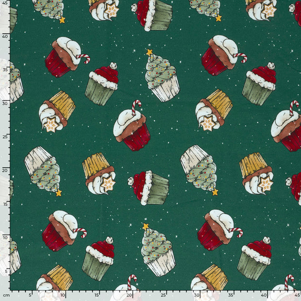 French Terry fabric Christmas Dark Green