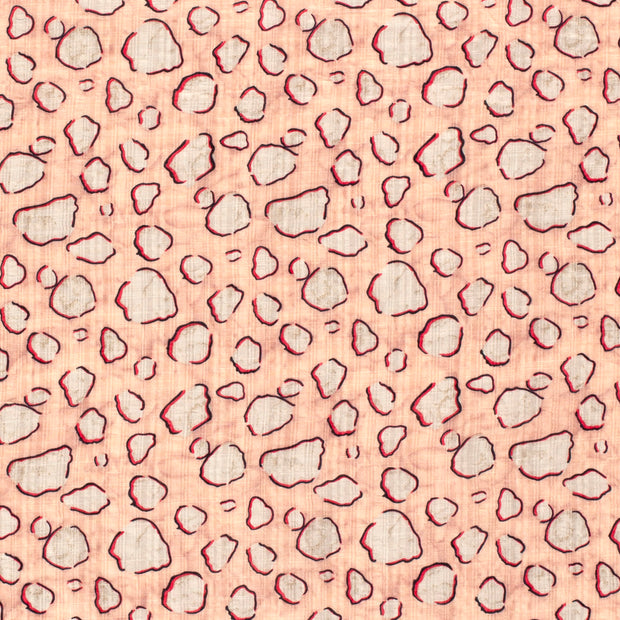 Coton Viscose en Chaine et Trame tissu pois Rose