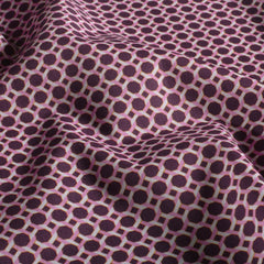 Cotton Poplin digital printed Geometric pattern Aubergine
