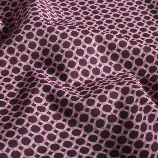 Popeline de Coton tissu motifs géométriques Aubergine