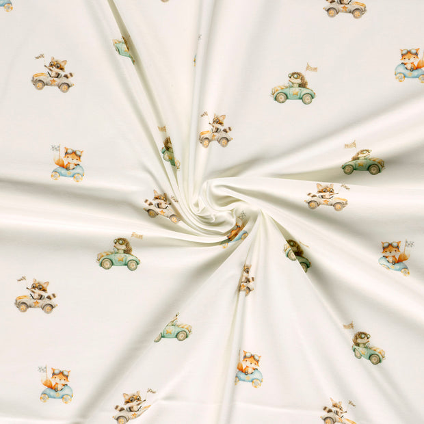 Cotton Jersey GOTS organic fabric Off White digital printed 
