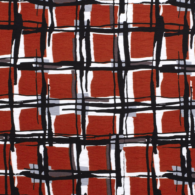 Viscose Nylon Crepe fabric Checks Brique