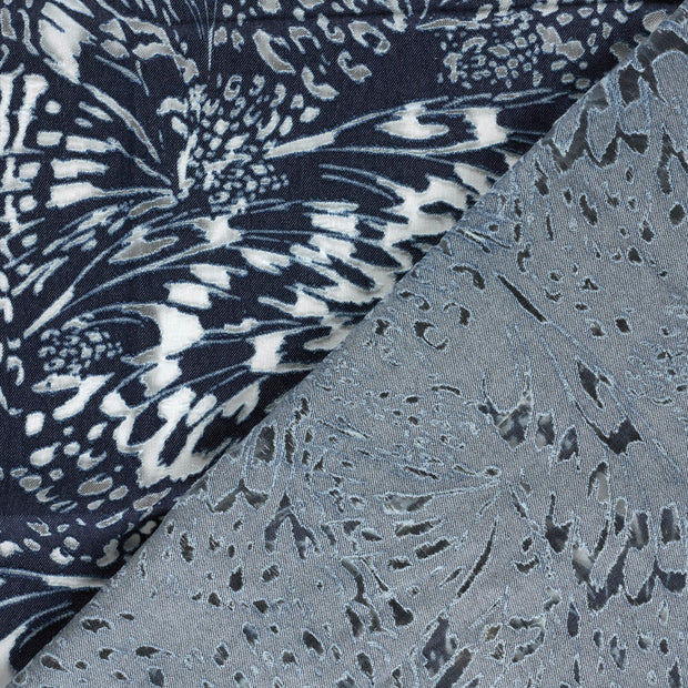 Denim fabric Butterflies burnout 